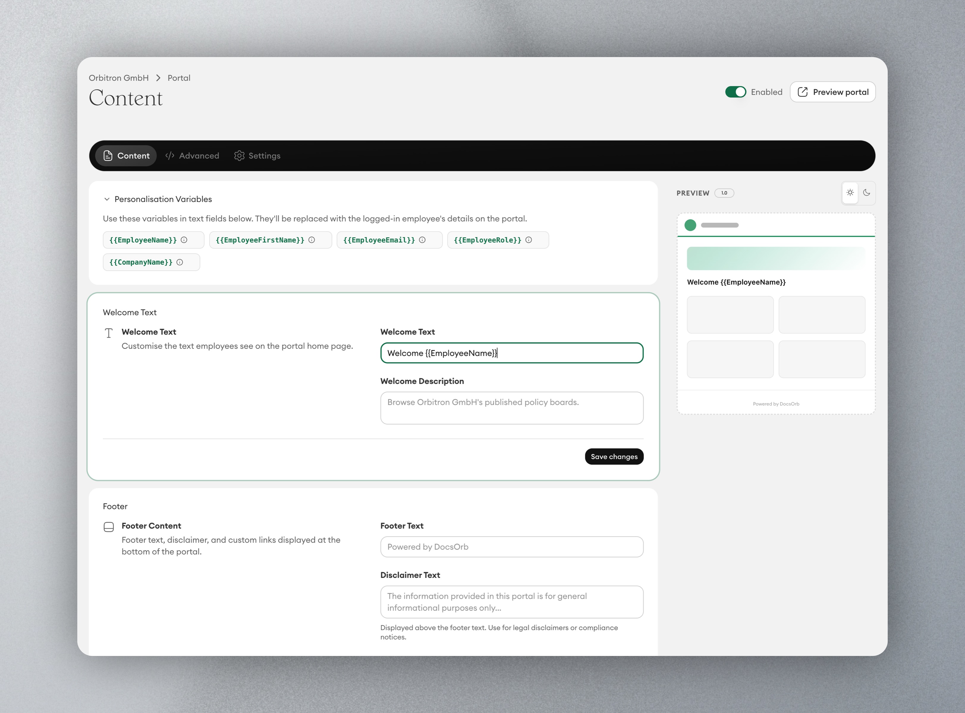 Make the employee portal feel like your own company hub. screenshot