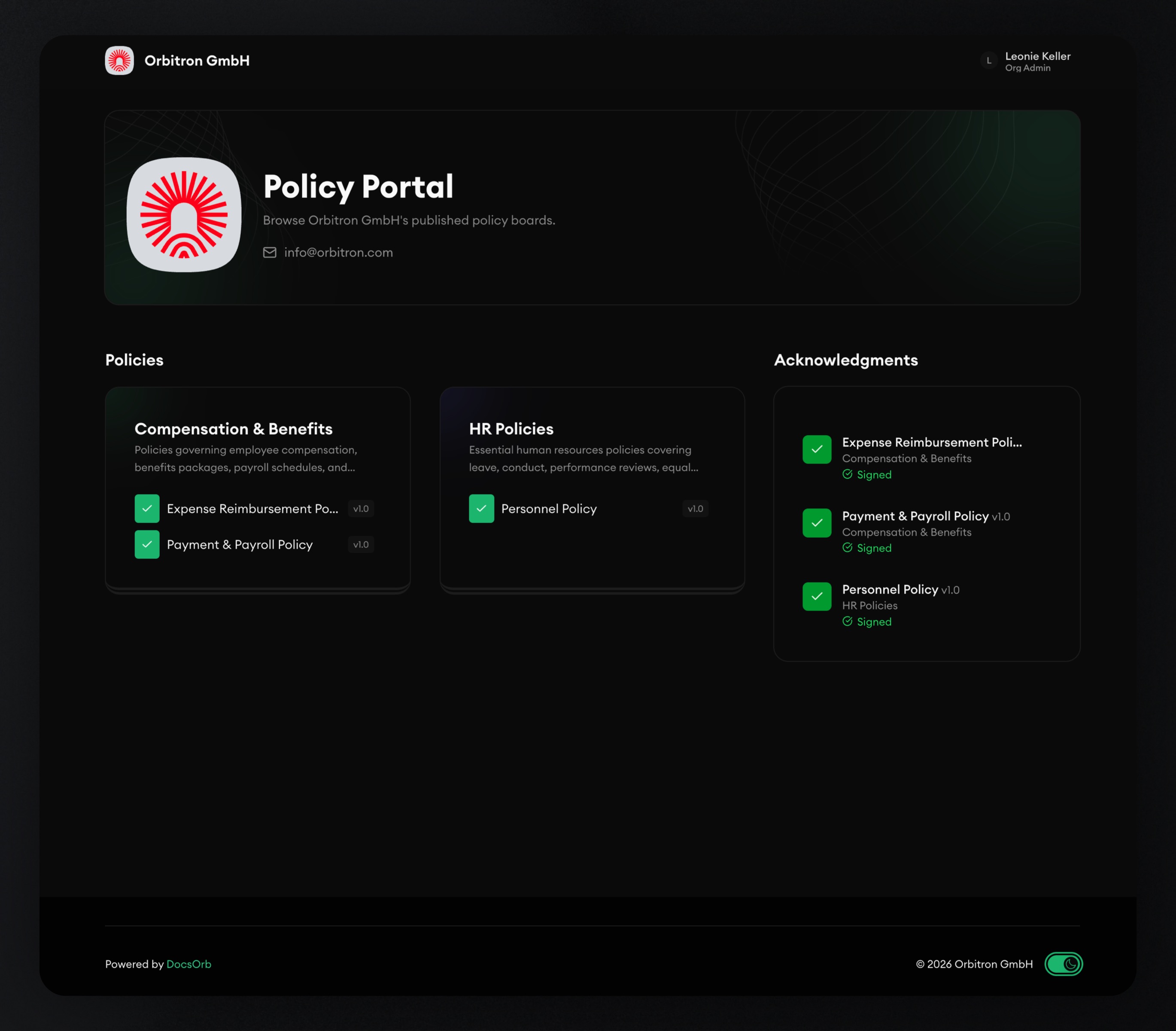 Give employees one place to find policies, answers, and next steps. screenshot