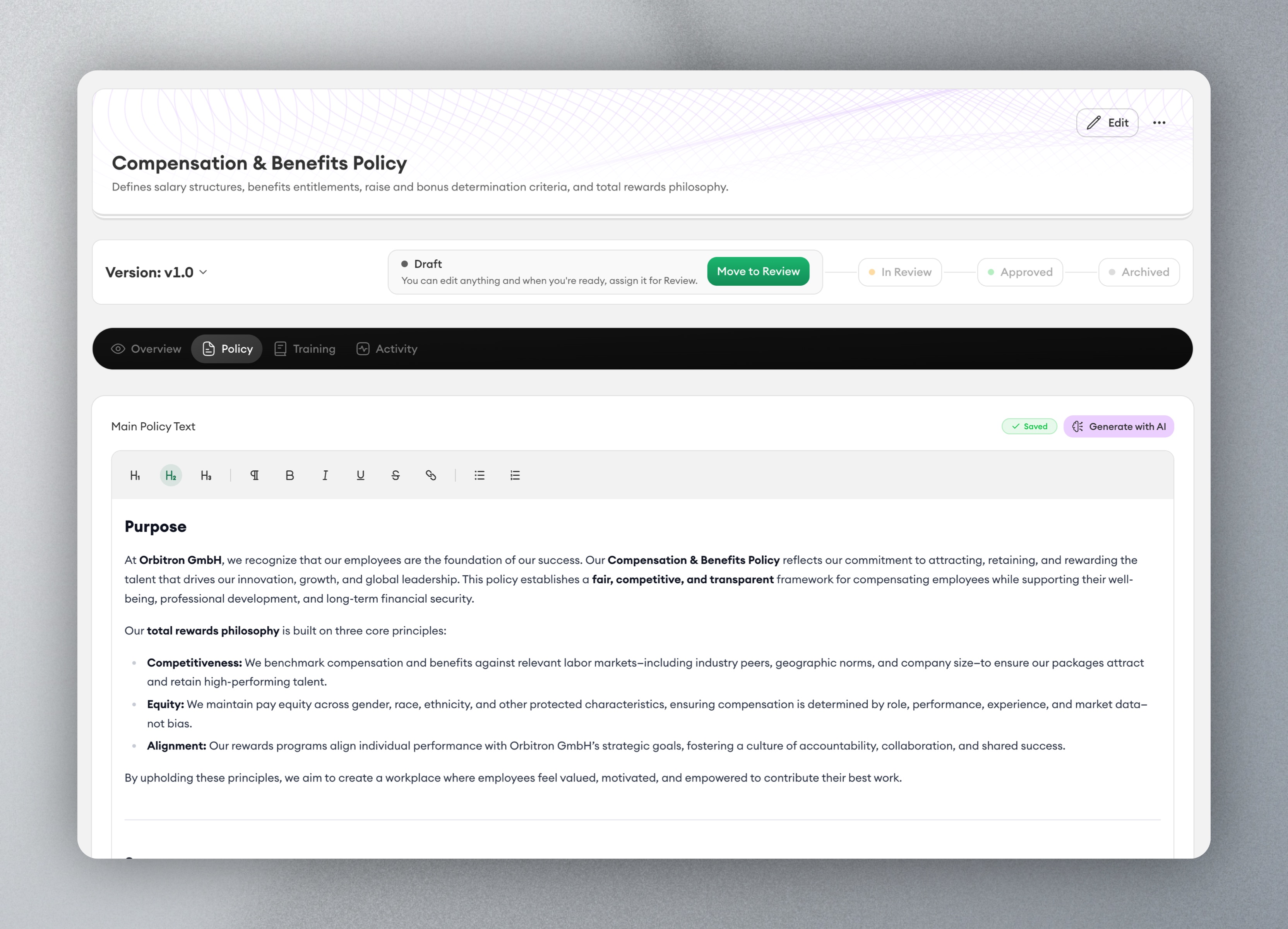 Policy management that keeps every update controlled and visible. screenshot