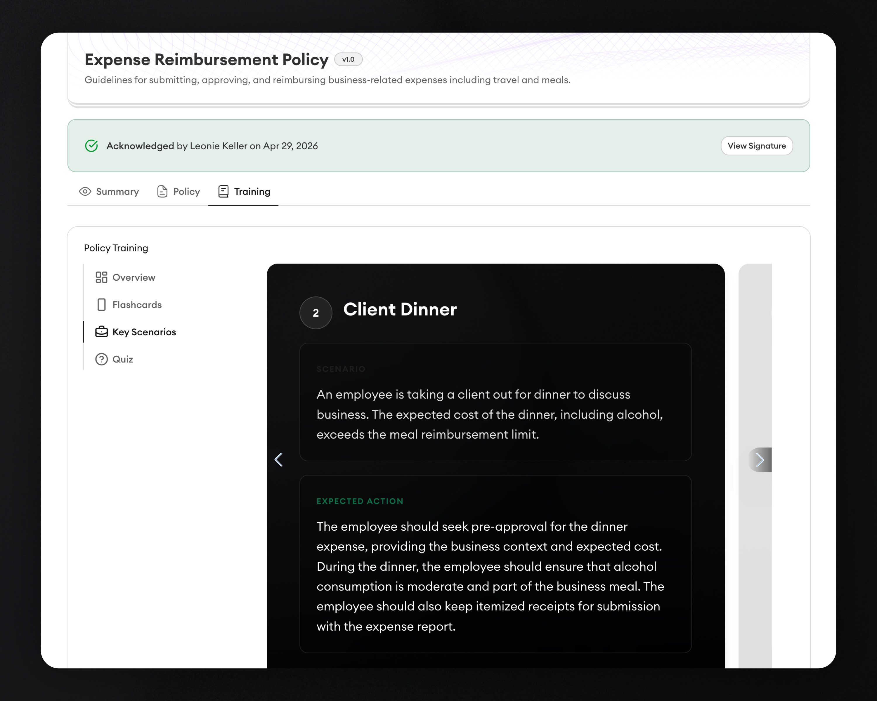 Build training into the governance workflow. screenshot