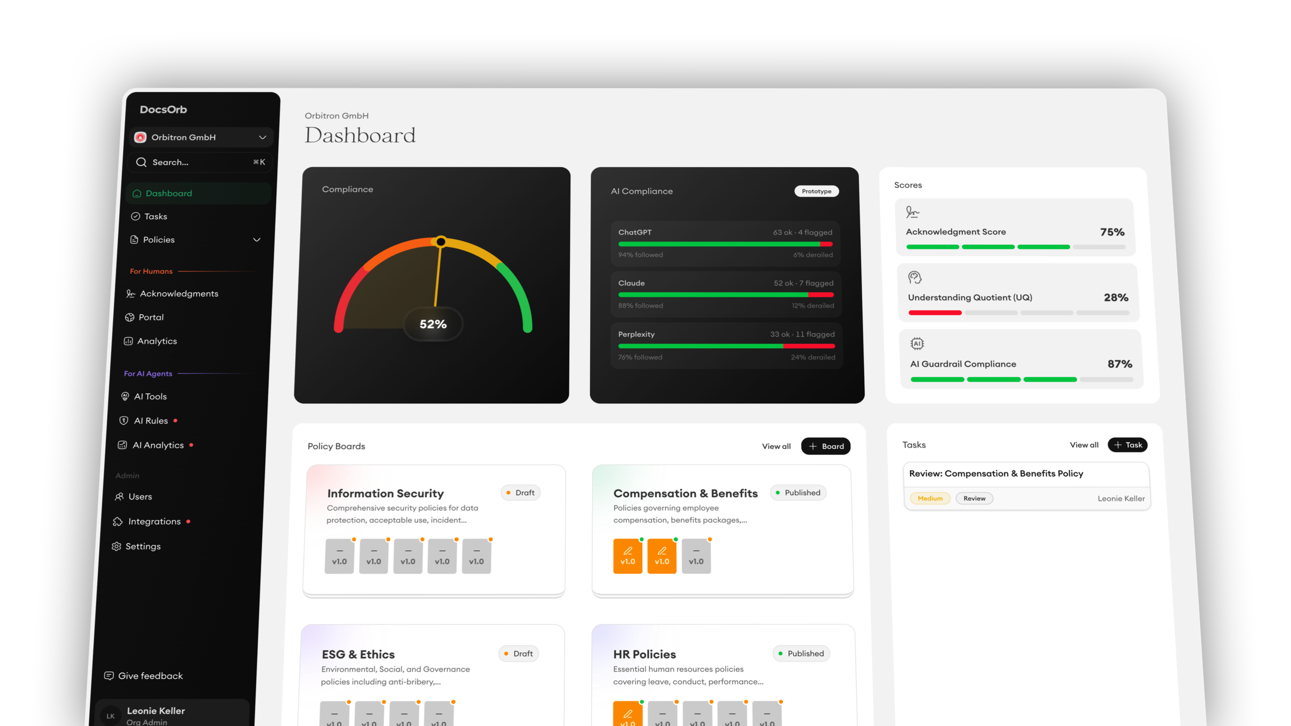 DocsOrb platform dashboard