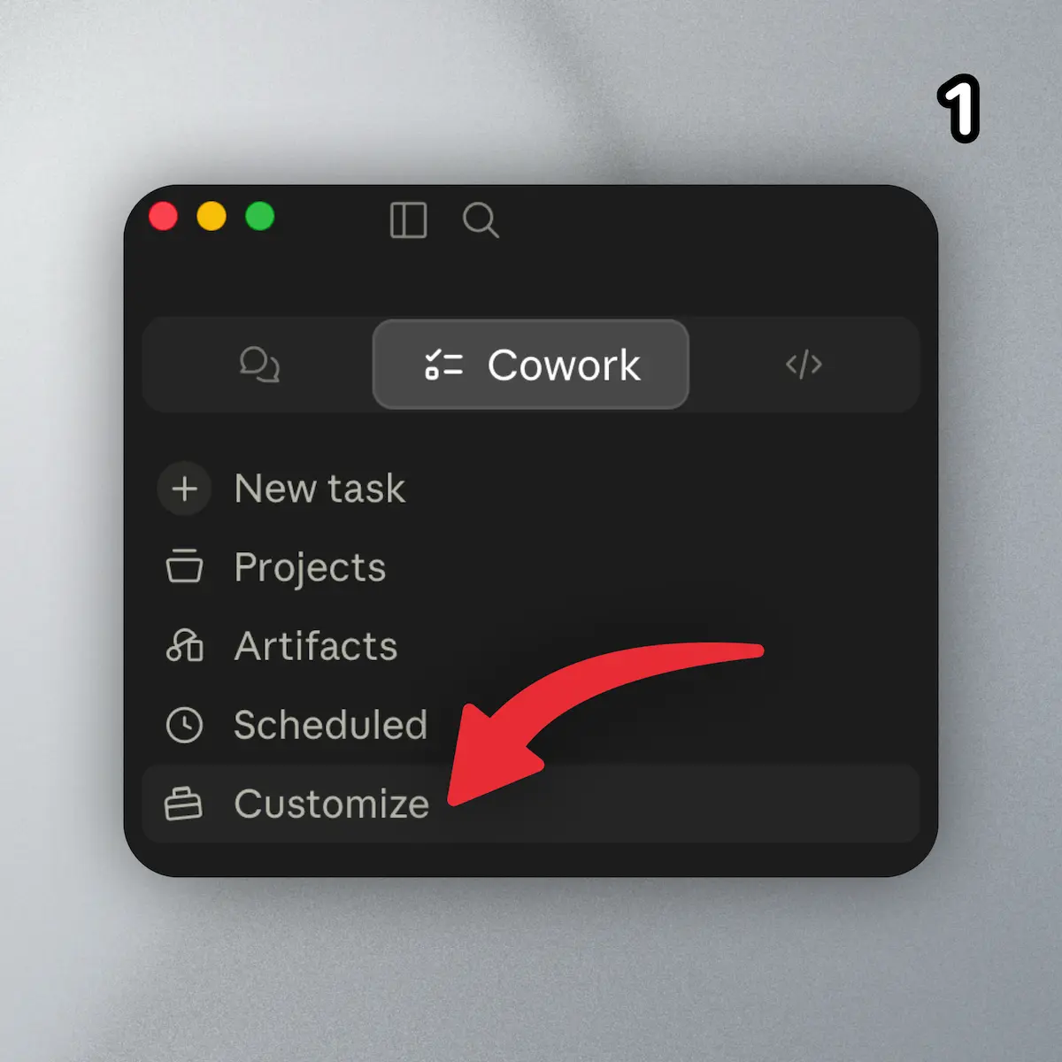 Claude sidebar with Customize highlighted
