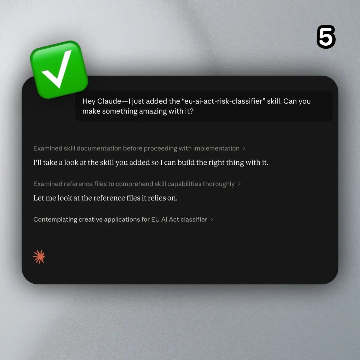 Claude chat with skill installed and a sample prompt in progress